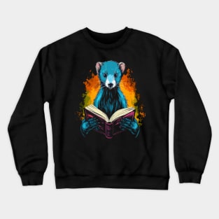 Weasel Reads Book Crewneck Sweatshirt